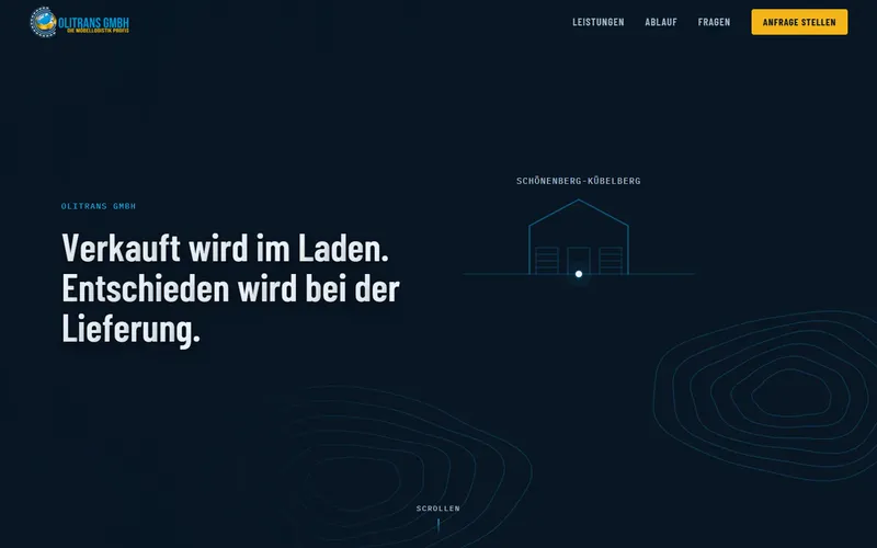 Website für die OliTrans GmbH, Möbellogistik