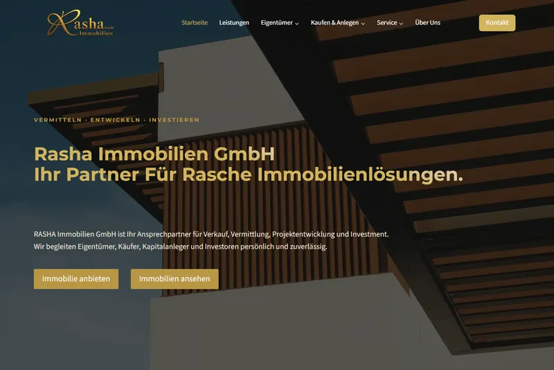 Website für die Rasha Immobilien GmbH